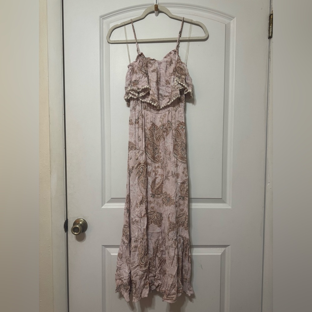 Pink & Brown Bohemian Paisley Maxi Dress Summery/Beachy Medium